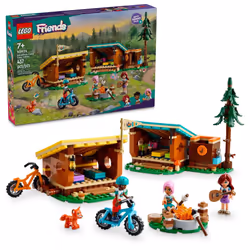 LEGO Friends Adventure Camp Cozy Cabins Camping Toy  Kids Nature Playset  Pretend Play Toy with 3 Mini Doll Characters and a  ...