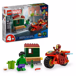 LEGO Marvel Iron Man with Bike and The Hulk Building Set  Easy Build Marvel Toy for Kids  Collectible Playset with Motorcycle ...