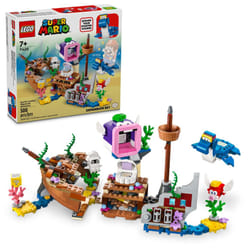 LEGO Super Mario Dorrie's Sunken Shipwreck Adventure Expansion Set  Super Mario Collectible Toy for Kids with Cheep Cheep  Cheep Chomp and Blooper Fig