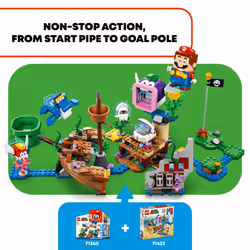 LEGO Super Mario Dorrie's Sunken Shipwreck Adventure Expansion Set  Super Mario Collectible Toy for Kids with Cheep Cheep  Cheep Chomp and Blooper Fig