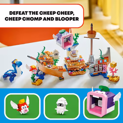 LEGO Super Mario Dorrie's Sunken Shipwreck Adventure Expansion Set  Super Mario Collectible Toy for Kids with Cheep Cheep  Cheep Chomp and Blooper Fig - Additional view 4