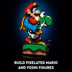 LEGO Super Mario World: Mario & Yoshi Nintendo Gift for Adult Fans  Mario Collectible Playset  Pixelated Nintendo Figures  Playful Display Model  Fun