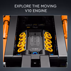 LEGO Technic Lamborghini Hurac?n Tecnica Orange Toy Cars - Building Toys for Kids  Boys & Girls  Ages 9+ - Lamborghini Toy Car W/ V10 Engine & Steerin