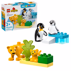 LEGO DUPLO Town Wild Animal Families Penguins & Lions Building Toy Playset - Preschool Learning & Educational Animal Toy for  ...