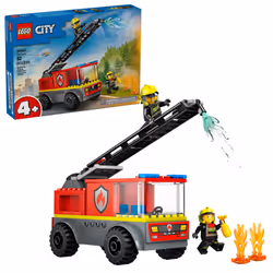 LEGO City Fire Ladder Truck Toddler Toy - Fire Truck Toy with 2 Firefighter Minifigures Digital Guide for Boys and Girls Ag ...