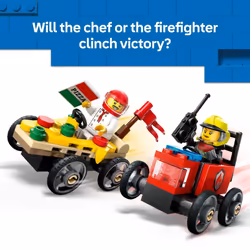 LEGO City Pizza vs. Fire Truck Race Car Pack Toy - Building Toy for Kids  Boys and Girls  Ages 5+ - Gift for Birthdays and Holidays - Includes Chef an
