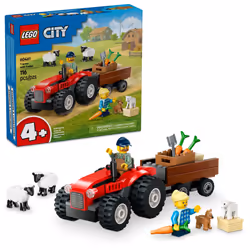 LEGO City Red Farm Tractor with Trailer & Sheep Toddler Learning Toy - Farm Toy with Tractor and Animal Figurines - Preschool ...
