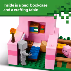 LEGO Minecraft The Baby Pig House Toy Figures and Playset - Building Minecraft Toy for Kids  Boys and Girls  Ages 7+ - with 2 Minifigures for Pretend