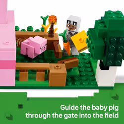 LEGO Minecraft The Baby Pig House Toy Figures and Playset - Building Minecraft Toy for Kids  Boys and Girls  Ages 7+ - with 2 Minifigures for Pretend