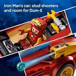LEGO Marvel Iron Man Car & Black Panther vs. Red Hulk Building Toy - Marvel Superhero Toy for Kids  Boys and Girls  Ages 7+ - with 3 Minifigures - Gif