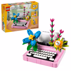 LEGO Creator 3 in 1 Typewriter with Flowers - Building Toy with 3 Building Options  Typewriter  Flowerpot with Pen & Notebook ...
