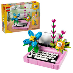 LEGO Creator 3 in 1 Typewriter with Flowers - Building Toy with 3 Building Options  Typewriter  Flowerpot with Pen & Notebook  or Keytar - Gift Idea f