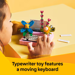 LEGO Creator 3 in 1 Typewriter with Flowers - Building Toy with 3 Building Options  Typewriter  Flowerpot with Pen & Notebook  or Keytar - Gift Idea f