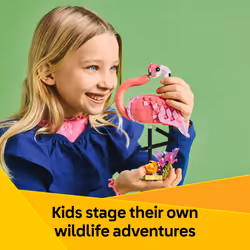 LEGO Creator 3 in 1 Wild Animals: Pink Flamingo Animal Building Toy - Includes 3 Building Options  Pink Flamingo  Cockatoo  or Axolotl - Learning Toy