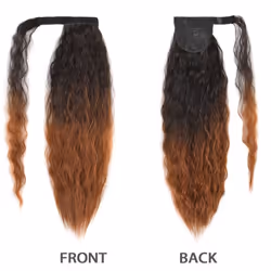 YEAME Corn Wave Ponytail Extension Clip in - 22 Inch Long Wavy Curly Wrap Around Pony Tail Heat Resistant Synthetic Hairpiece  Natural Black To Auburn