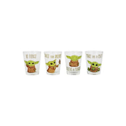 Star Wars 846072 The Mandalorian Grogus Wisdom Mini Glass Set, Clear - Pack of 4