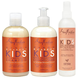 SheaMoisture KIDS Shampoo and Conditioner Set  Extra-Nourishing Mango & Carrot + Coconut & Hibiscus Detangler Spray for KIDS  8 Fl Oz (3 Piece Set)