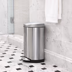 simplehuman 6 Liter / 1.6 Gallon Semi-Round Bathroom Step Trash Can  White Steel