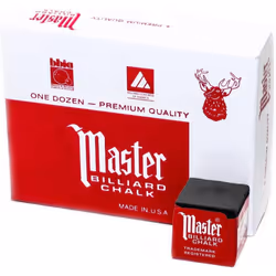 Master Billiard Pool Chalk  Pack of 12 Cubes  Grey  with Protective Box - Professional Billiards Chalk for Smooth  Even Coati ...