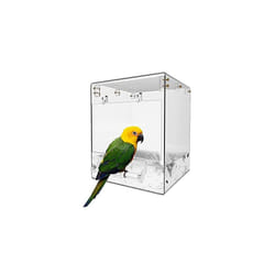 Powerful Bird Bathtub Hanging bird cage Bird Bath Bowl Transparent Bird Bath House big 17 * 13 * 13 (Transparent)