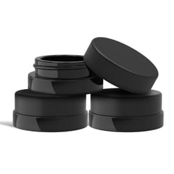 7ml Low Profile Thick Black Glass Jars with Black Lids - Airtight Containers for Oil  Lip Balm  Wax  Cosmetics - 90 Pack