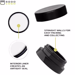 7ml Low Profile Thick Black Glass Jars with Black Lids - Airtight Containers for Oil  Lip Balm  Wax  Cosmetics - 90 Pack