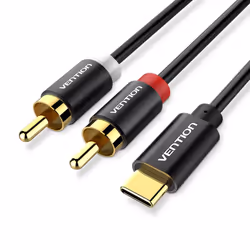 USB C to RCA Cable, TypeC to RCA Splitter with DAC Chip, RCA to USBC Audio Cable Male to Male, Compatible with iPad, Phone, L ...