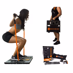 BodyBoss Home Gym 2.0 - Full Portable Gym Home Workout Package + 1 Set of Resistance Bands - Collapsible Resistance Bar  Hand ...