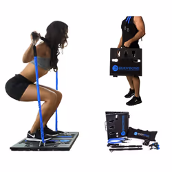 BodyBoss Home Gym 2.0 - Full Portable Gym Home Workout Package + 1 Set of Resistance Bands - Collapsible Resistance Bar  Hand ...