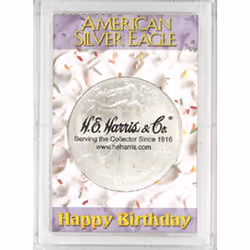 Harris 2x3 Happy Birthday Holder- SILVER EAGLES by H.E. Harris