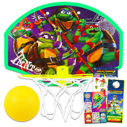 Teenage Mutant Ninja Turtles Basketball Hoop Bundle - TMNT Indoor Basketball Hoop TMNT Toys Plus Stickers  More | TMNT Toys and Games for Kids
