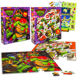 Teenage Mutant Ninja Turtles Puzzle Sets for Kids - Bundle Include 2 TMNT Puzzles  a 48 Pc and a 100 Pc  TMNT Stickers  and More | Teenage Mutant Ninj