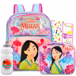 Disney Mulan Backpack and Lunch Box Set for Kids - Bundle with 12"""" Mulan Mini Backpack Mulan Lunch Bag Stickers Water B ...