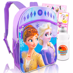 Disney Frozen Backpack for Girls - 16"""" Frozen Backpack  Water Bottle  Stickers  and More | Disney Frozen School Supplies B ...