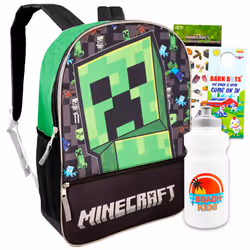 Minecraft Backpack for Boys 6-8 - Bundle with 16"" Minecraft Backpack for School and Travel Plus Stickers Water Bottle More ...