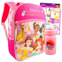 Disney Princess Backpack for Girls 3-5 - Bundle with 16"""" Disney Princess Princess Backpack Plus Stickers  Water Bottle  | Disney Princess S