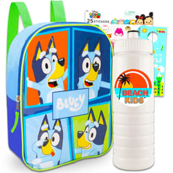 Disney Bluey Mini Backpack for Toddlers - Bundle with 11"""" Bluey Mini Backpack Plus Water Bottle  Stickers  and More | Bluey Backpack for Bo