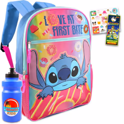 Disney Lilo and Stitch Backpack Set for Kids - 4 Pc School Supplies Bundle with Stitch Backpack for Girls  Stickers  Water Bo ...