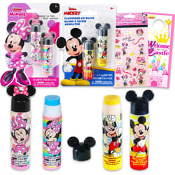 Disney Mickey and Minnie Mouse Lip Balm Tubes - Bundle with 4 Mickey and Minnie Lip Balms in Assorted Flavors for Party Favors Plus Stickers  More | D