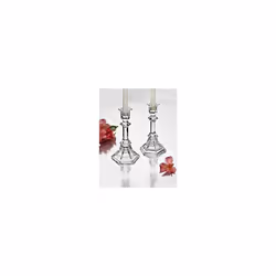 StudioSilversmiths 43998 Octagon Flare Crystal Candlesticks - Set Of 2