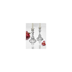 StudioSilversmiths 43998 Octagon Flare Crystal Candlesticks - Set Of 2