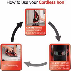 Morphy Richards 303250 Cordless Steam Iron easyCHARGE 360 Cord-Free, 2400 W, Red/Black