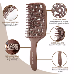 FRAMAR Chocolate Vented Hair Brush - Paddle Curved Hair Brush For Blow Drying  Wet Paddle Brush for Women Blow Drying