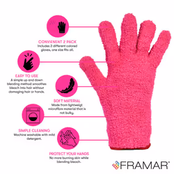 FRAMAR Bleach Blender Microfiber Gloves - Hair Dye Gloves  Pink Gloves For Hair Salon Supplies  Fuzzy Gloves  Reusable Gloves For Cleaning  Microfiber