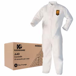 KleenGuard A40 Liquid & Particle Protection Coveralls (44304)  Zipper Front  White  XL (Qty 25)