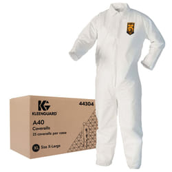 KleenGuard A40 Liquid & Particle Protection Coveralls (44304)  Zipper Front  White  XL (Qty 25)