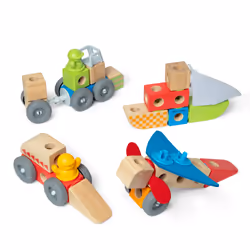 Melissa & Doug Blockables Vehicles Snap And Play, Mix And Match Connectable Wooden Building Blocks Play Set Toy for Preschool Boys And Girls (54 Pcs) - FSC Certified - Additional view 4