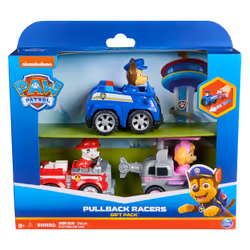 PAW Patrol : Deluxe Rescue Racers Triple Pack, Chase, Marshal & Skye Toy Cars with Pull-Back & Go, Kids Toys for Boys & Girls Ages 3 & up