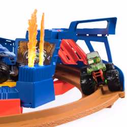 Monster Jam , Supercharge Speedway Playset, Megalodon and El Toro Loco Die-Cast Monster Trucks, Light Up World Finals Track Kids Toys for Boys Ages 3+