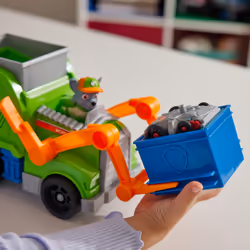 PAW Patrol : Crush N’ Roll Recycling Truck with Rocky Action Figure & Transforming Compacted Trash Vehicle, Kids Toys for Boys & Girls Ages 3 and up